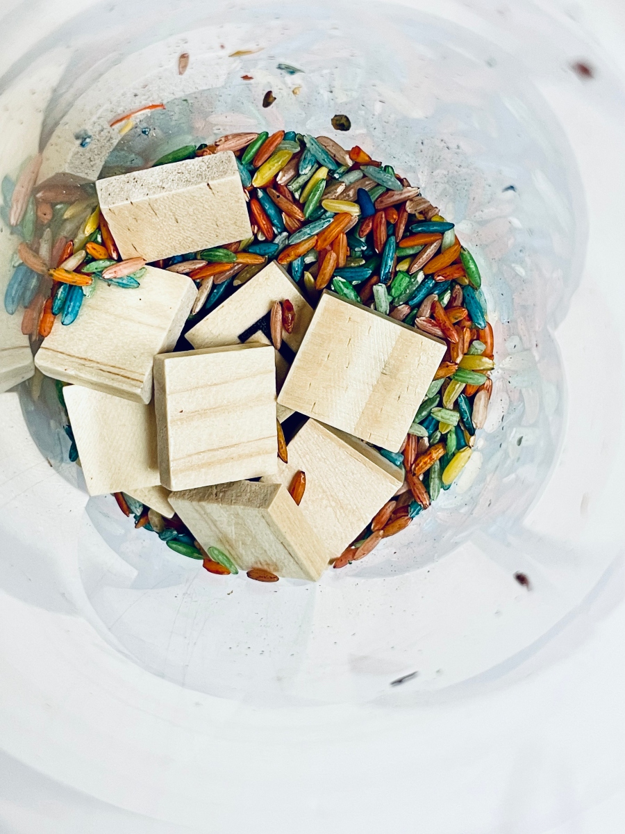 Super Easy DIY Rainbow Rice I Spy Sensory Bottle - The Mindful Toddler