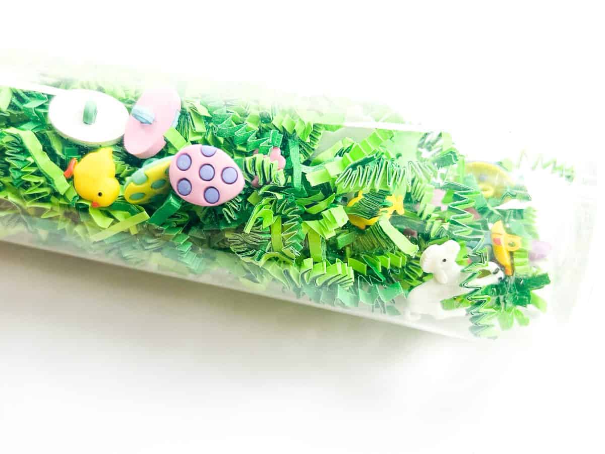 Super Easy DIY Rainbow Rice I Spy Sensory Bottle - The Mindful Toddler