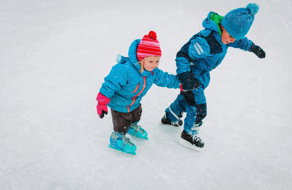 Winter Outdoor Activities_ Toddler Leaning Ice Skating